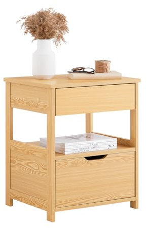 SoBuy Beistelltisch Sofatisch Nachttisch Boxspringbett schmal Telefontisch Nachtkommode Aktenschrank Natur BHT ca. 45x55x38cm FRG258-N