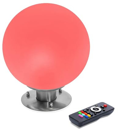 Esotec Solar Leuchtkugel Liana 30 CCT, multicolor, Fernbedienung, Edelstahl Standfuß, Li-Ion Akku, RGB LED Gartenkugel, Solarkugel, IP44, wetterfest, winterfest, außen, D=30cm, 102663