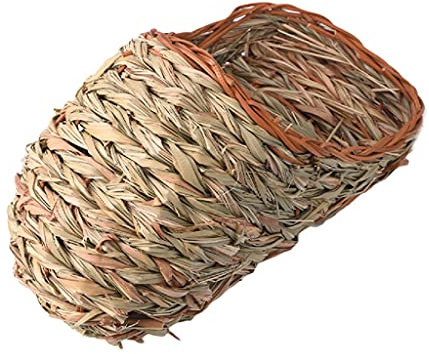 XAGMODSHN Hasengrasbett für Kaninchen, natürliches gewebtes Strohnest, Meerschweinchen für Heulounge, Haustierkäfig, Kauspielzeug für Hamster, Frettchen, Rennmäuse