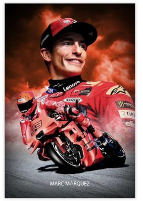 rlfnde Marc Marquez MotoGP Poster auf Leinwand, Wandkunst, Dekordruck, Bild Gemälde für Wohnzimmer, Schlafzimmer, Dekoration, 30 x 45 cm