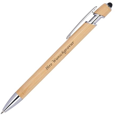 10x Holz-Touchpen-Kugelschreiber mit Gravur / aus Bambus