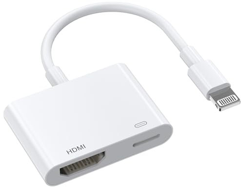 [Apple MFi Certified] Lightning to HDMI Adapter,1080P Video & Audio Sync Screen Converter Digital AV Adapter with Charging Port for iPhone14 13 12 11 XS XR X 8 7,iPad to HD TV/Monitor/Projector White