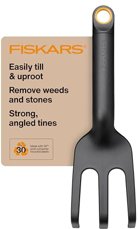 Fiskars Eco Cultivator with Wide Angled Tines, Ergonomic Handle, UV Resistance, Ideal for Loosening Soil and Removing Weeds