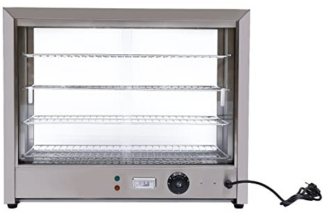 Vitrine,Warmhaltetheke,Buffet Vitrine,Warmhaltevitrine SpeisenwäRmer HeißE,Temperaturregelung,Konstante Temperaturfunktion,Geeignet FüR Lebensmittel Display,Langes Kabel,Zwei Anzeigeleuchten,Silver