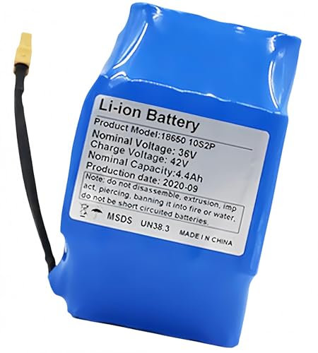 Batterie Lithium-ION 36 V 4,4 Ah 10S2P pour Vélos Électriques avec Prise, Batterie De Remplacement Lithium-ION 36 V pour Hoverboard Électrique 36V,4400MAH
