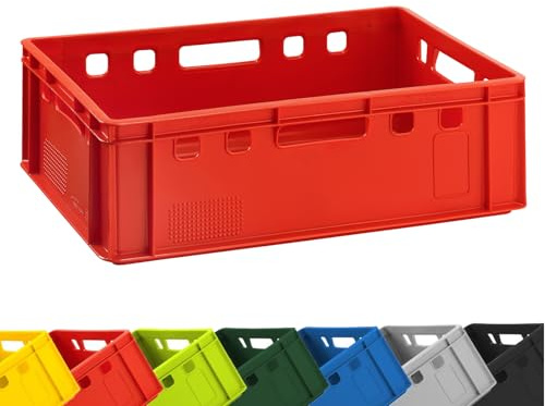 Fleischkiste E2 Rot 60x40x20 cm Eurobox Stapelbar Lagerkiste Robust Profi | BURI Metzgerkiste Made in Germany, lebensmittelecht aus robustem Kunststoff als langlebige Lager- und Transportbox