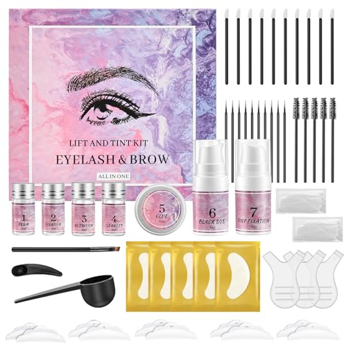 TwoWin Lash Lift and Tint Kit with Keratin, Professional Eyelash Perming, Eyelash and Eyebrow Lamination Lift Set with Lash Glue Balm, Gentle Formula | Beginner Friendly | All Tools Included