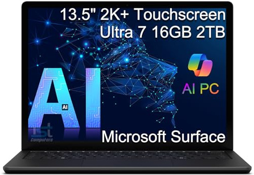 Microsoft Surface Laptop 6 AI PC for Business (13,5 Zoll 2K+ Touchscreen, Intel 16-Core Ultra 7 165H (> i7-1355U), 16GB DDR5, 2TB SSD), 18,5 Stunden Akkulaufzeit, Hintergrundbeleuchtung, IR Webcam