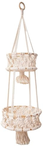 Generchin Gland Suspendu Panier Bohème Décor à Pot de Fleur Support Suspendu Panier de Fruits Cuisine Intérieur Extérieur Décoration B