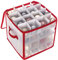 FiNeWaY CHRISTMAS TREE 64 BAUBLE DECORATIONS HOLDER LARGE PLASTIC STORAGE BAG BOX XMAS (Red)