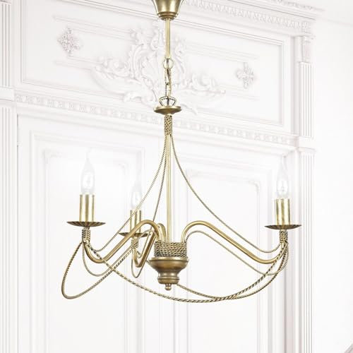 Licht-Erlebnisse Kronleuchter TORI elegant Lüster aus Metall in Gold Antik 3-flammig E14 Ø53cm Esszimmer Wohnzimmer Leuchter Decke Hängeleuchte Hängelampe Jugendstil