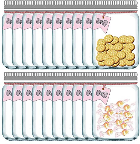 Enkrio 20 Pcs Mason Jar Bags Cute Reusable Food Storage Zipper Bags Leak-Proof Airtight Sealed for Kitchen Travel Camping