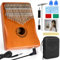 AKLOT 17 Keys Elektrische Kalimba, EQ Kalimbas Thumb Piano Marimba mit eingebautem Pickup Professional Kalimba Starter Set für Kinder Erwachsene Anfänger