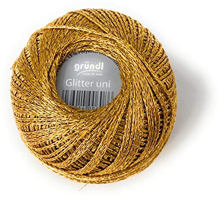 Häkelgarn, Garn Glitter uni + print, 25 g Knäuel, 110 Lauflänge 85% Viskose 15% metalliesiertes Garn (8210 bronze-uni)