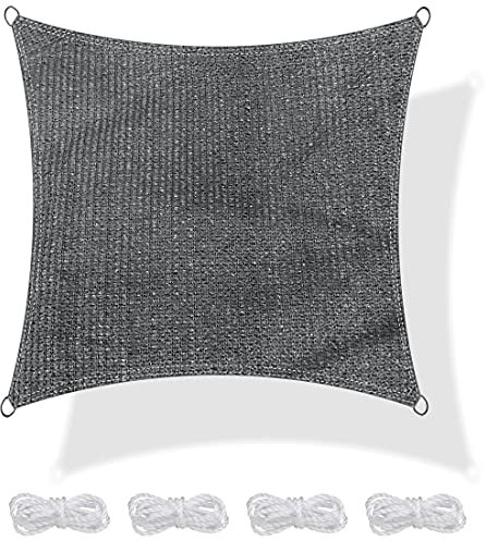 yourGEAR Sonnensegel HDPE Tarp in 7 Größen 2,5 x 2,5 | 4 | 5m, 3 x 3 | 4 | 5m, 4 x 5m Haus-Markise rechteckiger o. quadratischer UV Sonnenschutz Wind- und wasserdurchlässig grau [3x3m]