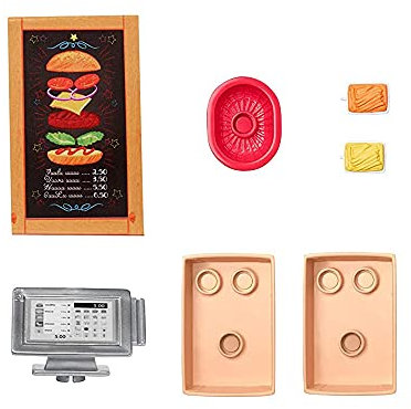 Mattel Ersatzteile für Barbie Fresh 'n Fun Food Truck Puppen-Spielset GMW07 – Kasse, Schild, Tabletts, Pommes