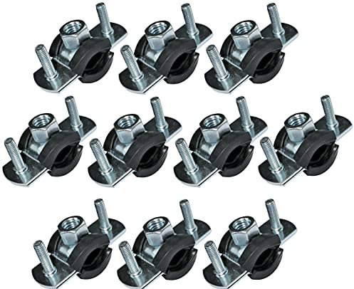 AERZETIX - C49897 - Satz von 10 - Schellen isophonisch - Befestigungshalter mit Dichtung - für Schlauch Ø 1/4'' 12-16mm - DIN EN 10111 - aus verzinkter Stahl - zum Anschrauben М8