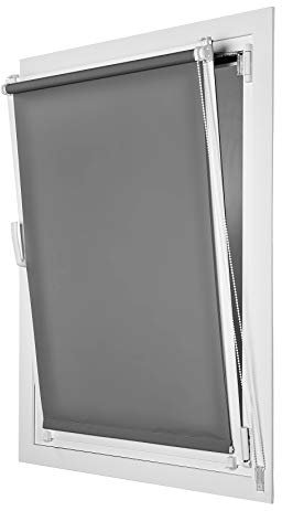 Estores Basic - Estor Translúcido, Estor Enrollable instalación sin Tornillos, Ideal para Puertas abatibles, Gris, 45 x 180cm
