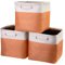 Fabric Cube Storage Boxes Foldable Storage Bins 13-Inch Orange and Beige Patchwork Storage Baskets Cube Storage Bins with Handle Cube Inserts Storage for Home and Office Supplies 3 Pcs/Pack, Sy-1