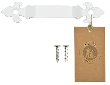 MORIA DESIGN Rustikal Türgriff 14 cm aus Zertifizierter Stahl, Scharnier Attrappen Griffe für Kommoden, Möbelschränke, Holzmöbel, Türen Möbel, Pulverbeschichtet, Weiß