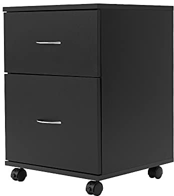 Panana 2-Drawer Mobile File Cabinet, Vertical File Cabinet Rolling File Cabinet Home Office Under Desk Mobile Filing Organizer (Black)