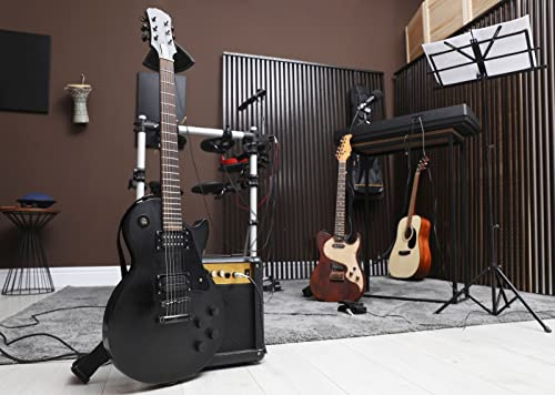 BELECO 1.8x1.2m Fabric Music Guitar Backdrop Music Stage Musical Instruments Microphone Rock Roll Band Concert Music Background for Party Decor 80s 90s Birthday Photoshoot Photo Prop