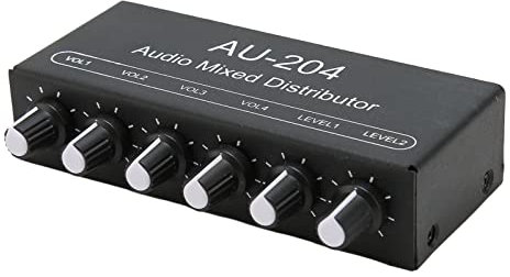 Stereo Signal Mixer Aluminum Alloy DC 5-15V Headphone Amplifier Mixer 2 In 4 Out For Studio For Stage