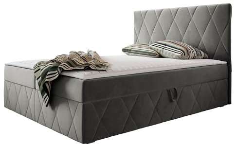 Mirjan24 Boxspringbett Simoti mit 2 Bettkästen, Polsterbett mit Bonell-Matratze und Topper, Bett, Polsterkopfteil, Doppelbett, Bettgestell, Amerikanisches Continentalbett (Magic Ve. 2217, 140x200cm)