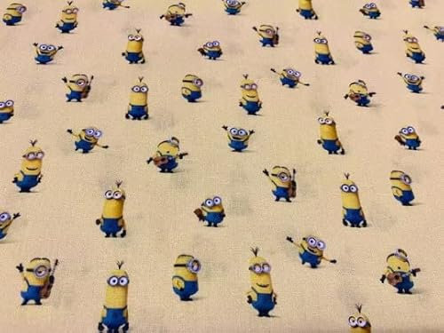 Minnions Stoff, Baumwollstoff, Cartoon-Stoffe, Kinderstoffe, Handwerk und Bastelarbeiten, Meterware, 1 Meter x 140 cm