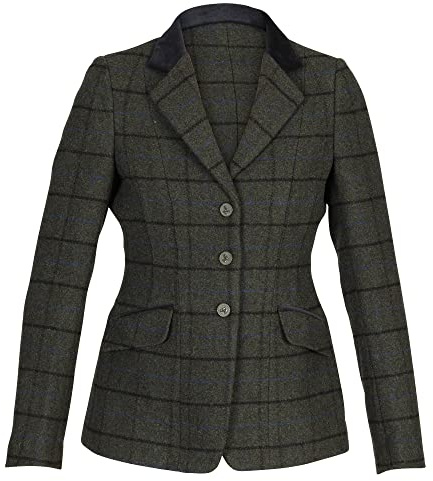 Shires Aubrion Saratoga Womens Riding Jacket - Dark Green Check 34