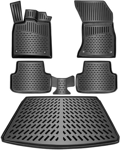 ELMASLINE 3D Gummimatten & Kofferraumwanne Set für VW Golf Plus 2004-2014 | Zubehör Fußmatten Kofferraum