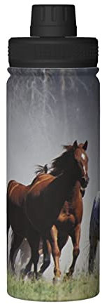 ASEELO Gourde isotherme réutilisable avec imprimé chevaux de course 532 ml