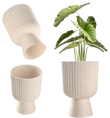 KADAX Pot de Fleurs en Forme de Calice - Plastique, 2 Tailles, 5 Couleurs - Pour Balcon, Terrasse, Rebord de Fenêtre - Cache-Pot (18 cm, Blanc)