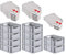 PROREGAL SuperSparSet 10x Eurobox NextGen Grip mit Scharnierdeckel und roten Schiebeschnappverschlüssen, HxBxT 17x30x40cm, 16 L, Grau, Griffe offen, Eurobehälter, Transportbox