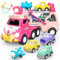 Lshfjnd 5 en 1 Cartoon Remorque Voiture Jouet pour Les Tout - Petits 3-5 Ans Camion de Transport avec Son et lumière pour Les Enfants 4-6 Ans