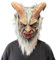 Krampus Dämon Horror Latex Maske mit blutigen Zähnen Hörnern Haaren und Bart Weihnachten Luzifer