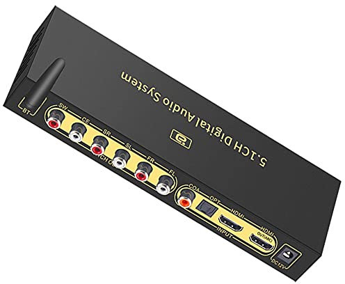 5.1CH o Convertidor Decodificador DTS HD Dolby Atmos U-Disk HDMI Bluetooth 5.0 Fibra óptica ARC Cable coaxial Compatible con reproductor de Blu-ray PS Decodificador de computadora y otros disposi