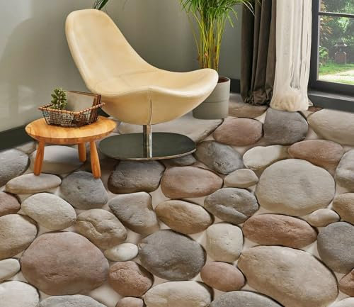 Selbstklebende Bodentapete 3D-Bodentapeten mit rosa Steinen, 250 x 175 cm Bodenfliesen Aufkleber Wohnzimmer Studie Bodenbelag Tapete, Epoxidharz