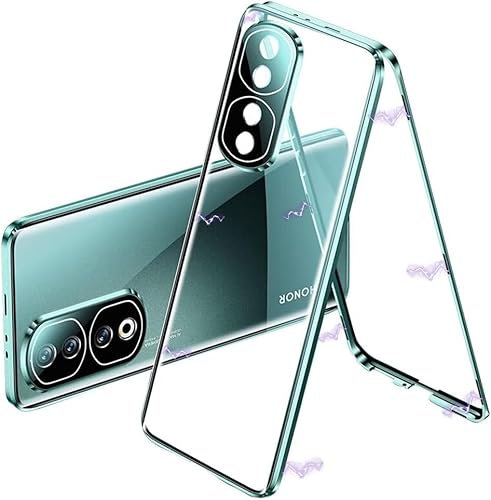 LIUKM Funda Magnética Doble Cara para Honor 90 Carcasa Protección 360 ​​Grados [con Protector de Lentes de Cámara] Protector Pantalla Incorporado Cristal Templado Case - Verde