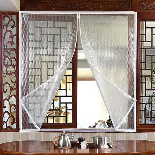 Isolier Schutz Vorhang Thermo vorhang Wärmeschutzvorhang Fenster Semi-Transparent EVA Kälteschutzvorhang Winddicht Winter Warm Fenster-Isolierfolie,für Balkontür,Breite x Höhe (160x260cm)