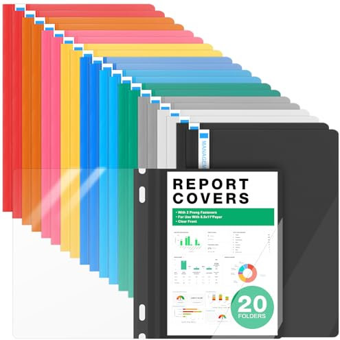 20 Stück Schnellhefter A4, aus Kunststoff, 20er Schnellhefter Set Bunt - inklusive DIN A4 Farbig Hefter für Grundschule Schule Uni, 10 Farben