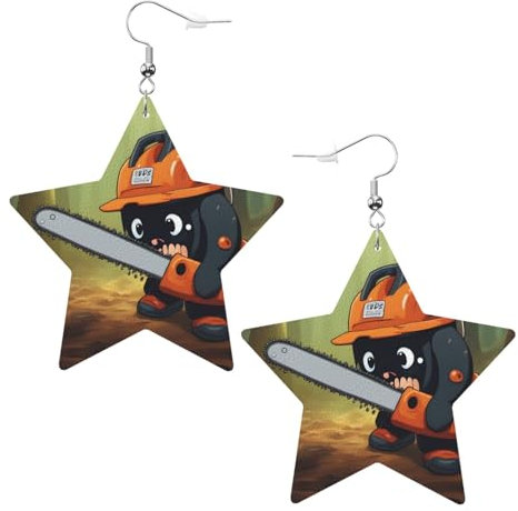 Cute Crying Chainsaw pattern Star earrings Pendant 2 pieces Stylish and beautiful Lightweight Dangle for Women Girls