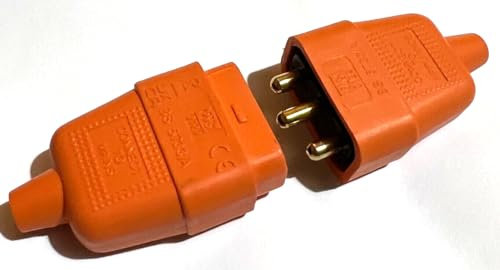 10Amp In-Line Flex Connector 3 Pin Cable Wire Joiner 3 Core Orange