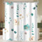 Lerores Duschvorhang 240x200 cm Teal Blume,Beschwerter Saum Antischimmel,Wasserabweisend, Waschbar Polyester Badevorhänge mit 16 Ösen und Duschvorhangringe für Badezimmer,Badewanne
