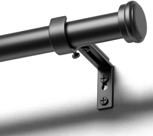 DEFYNEE Tringle à Rideaux Noire, 80-183 cm Extensible, Tringle Rideau 25 mm de Diamètre en Métal Résistant, Ensemble avec Supports Facile à Installer, pour Chambre et Salon