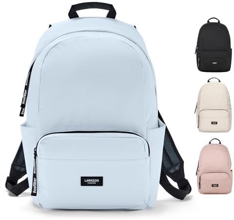 LARKSON Schulrucksack Mädchen & Jungen Teenager Hellblau - No 3 - Rucksack Damen & Herren für Schule - 16 Laptopfach - Aus Recyceltem PET - Wasserabweisend