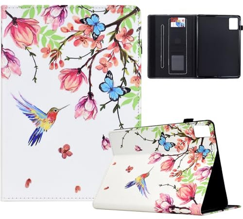 TEDTIKJT Coque pour Lenovo Tab M11 11 2024 Etui Tablette Housse PU Cuir Flip Support Portefeuille Protection Tablette pour Lenovo Tab M11 Cover,Fleurs Oiseaux