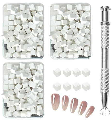 VEGCOO 300 Pcs Nail Sponges for Ombre, Nail Art Sponges with Metal Grabber, Nail Art Tools Sponge Brush, Ombre Nail Brush forNails Art Design Patterns Nail Salon