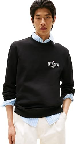 Tommy Hilfiger Herren Sweatshirt Stacked Regular Fit, Schwarz (Black), L