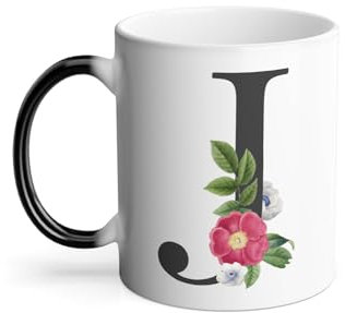 Thermoreagierende Tasse – J Jade Julie Julia Jeanne Buchstabe Alphabet Vorname Blumen – 325 ml